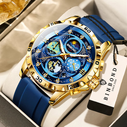 Relojes de cuarzo de lujo BINBOND para hombre, luminiscentes, resistentes al agua, cronógrafo con fecha automática, estilo ejecutivo, deportivo y casual