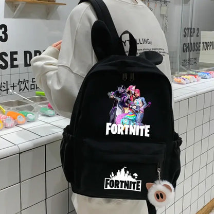 Nauja „Fortnite“ animacinio stiliaus kuprinė berniukams ir mergaitėms, kasdienė mokyklinė kuprinė, didelės talpos mokinio krepšys su triušio ausimis, kelioninė kuprinė, kanceliarinių prekių dovana