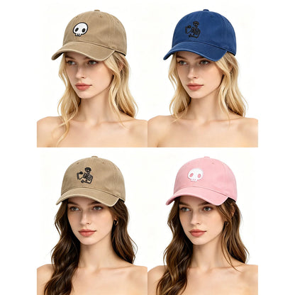 Retro Washed Distressed Baseball Cap Skull Embroidered Dad Hat Men Women Casual Adjustable Outdoor Sun Hat 260617
