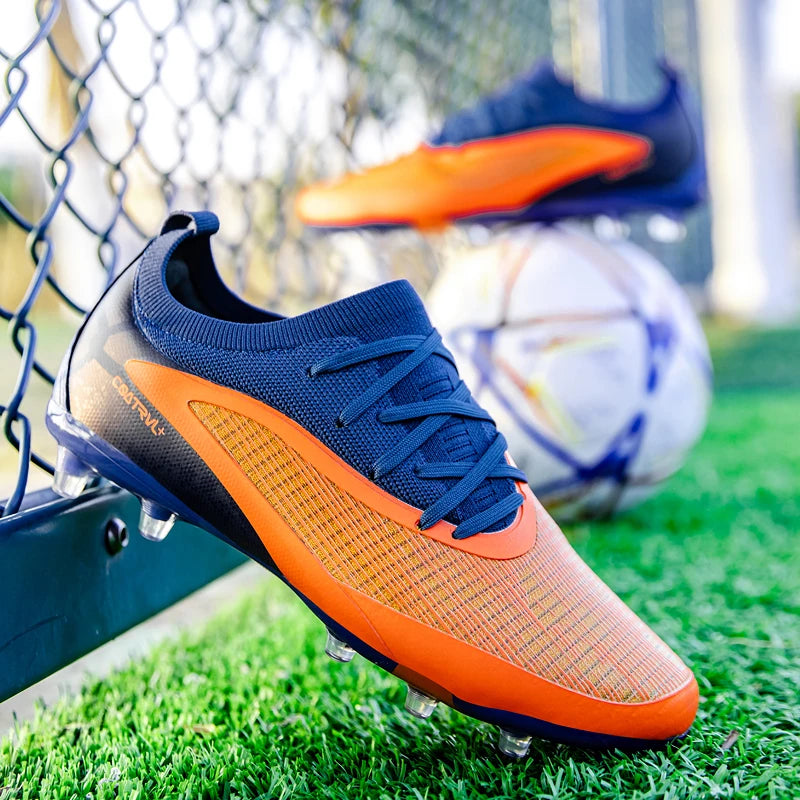 Neue Herren-Fußballschuhe für draußen, atmungsaktive Fußballschuhe für Erwachsene mit rutschfester Sohle, lange Stollen, Sportschuhe für Training, Jungen und Spiel, komfortabel