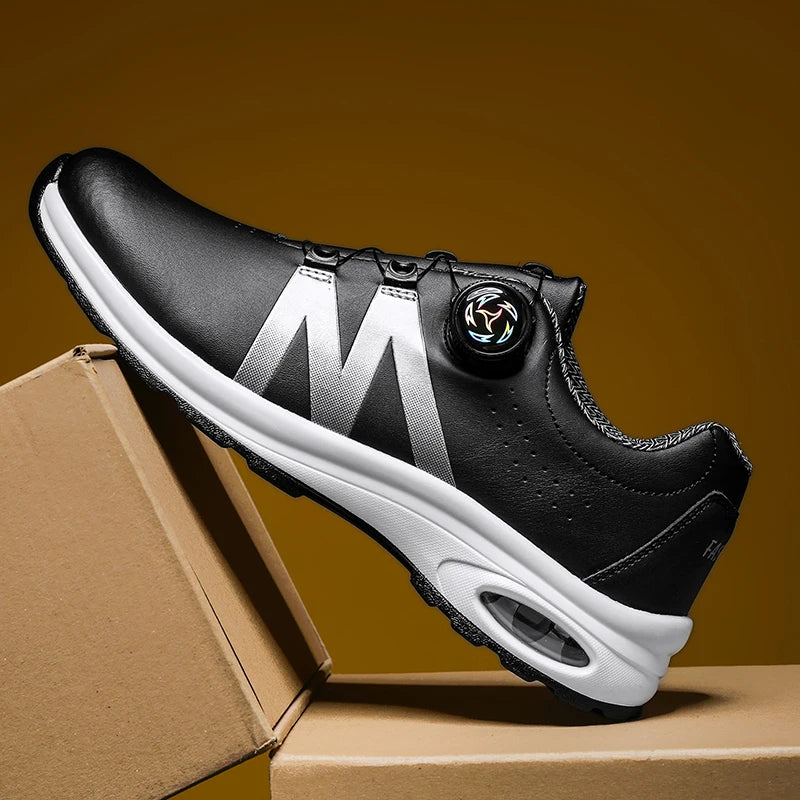 Golf Shoes Air Cushion Men Sports Running Driving Shoes Breathable Lightweight Comfortable Athletic Nonskid Rotating Sneakers