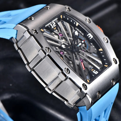 2026 New PAGANI DESIGN Men's Quartz Watches VH65 Movt Skeleton Dial 100M Waterproof Sport Rectangle Sapphire Glass Watch for Men