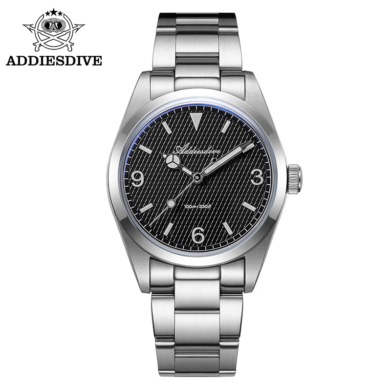 ADDIESDIVE herenhorloge – 316L roestvrijstalen kast, waterdicht tot 10 bar, lichtgevend display, model AD2096 – Luxe quartzhorloge