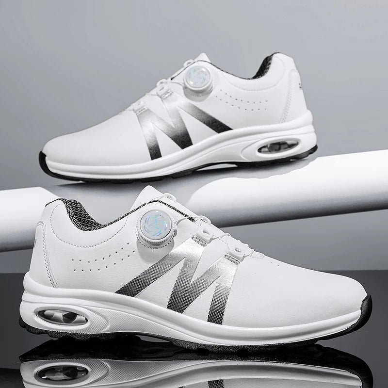 Golf Shoes Air Cushion Men Sports Running Driving Shoes Breathable Lightweight Comfortable Athletic Nonskid Rotating Sneakers