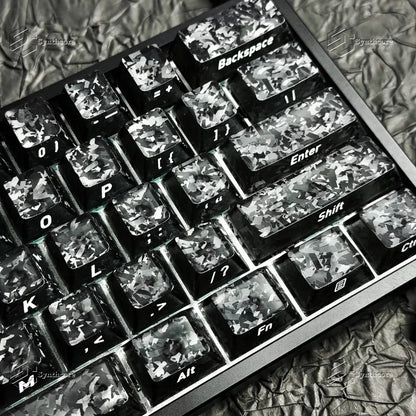 Black Carbon Fiber Translucent Cherry Keycap Kit PC 110 Key Suitable for 61/75/87/104/108 Magnetic Axis Keyboard Wooting