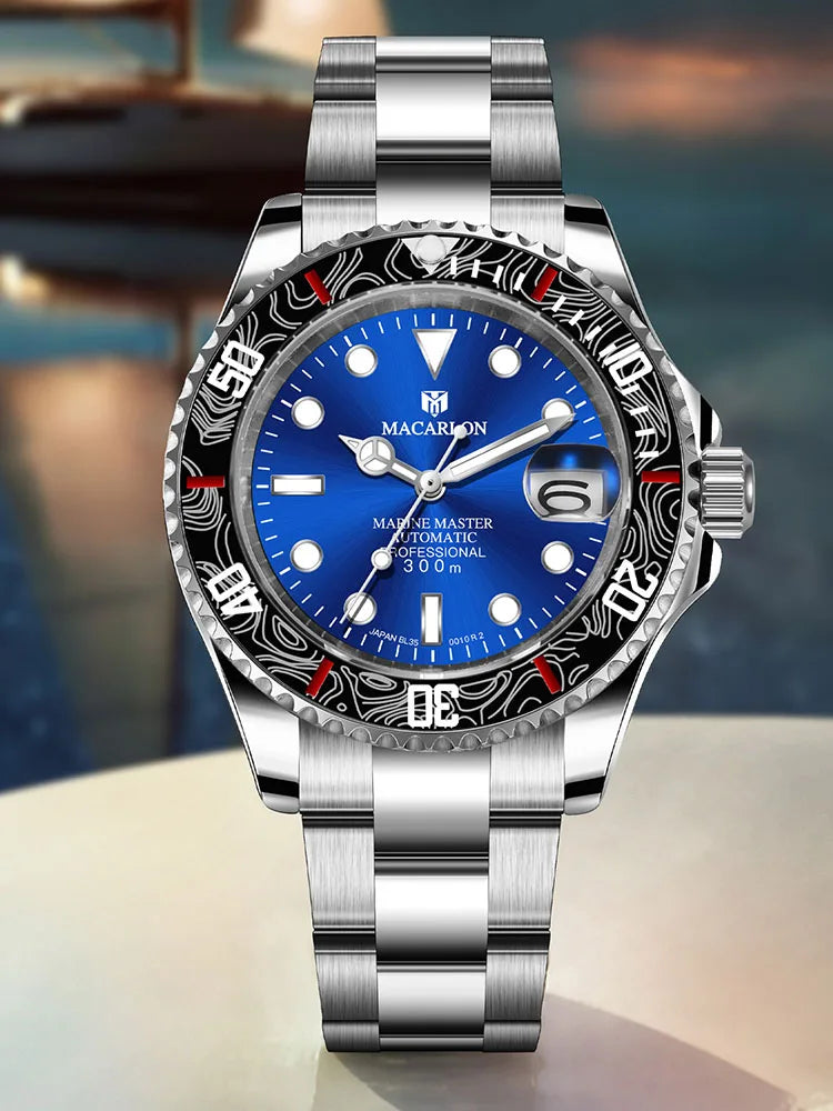 2026 MACARLON Design New Yacht series Mechanical Watch Men Carbon fiber ring mouth sapphire Stainless steel Waterproof Watch TOP