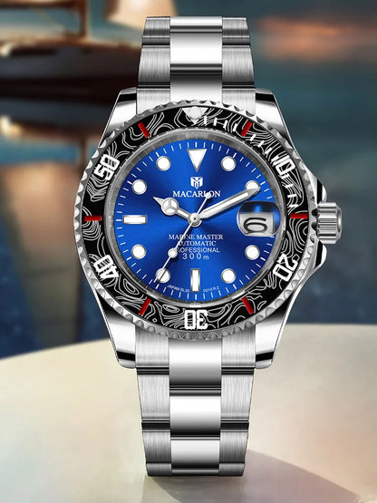 2026 MACARLON Design New Yacht series Mechanical Watch Men Carbon fiber ring mouth sapphire Stainless steel Waterproof Watch TOP