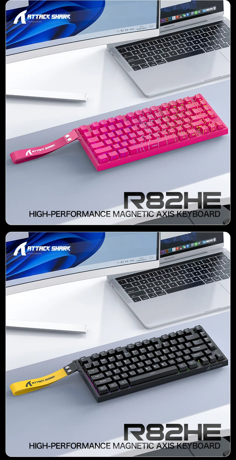 ATTACK SHARK R82 HE 8000Hz Magnetic Switch Keyboard 75% 0.005mm Rapid Trigger Low Latency RGB Hall Effect Wired Gaming Keyboard
