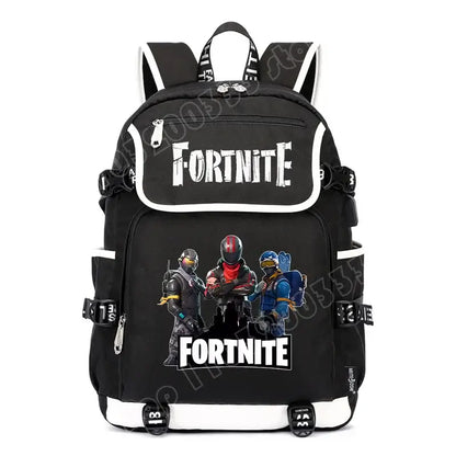 Zaino Fortnites di grande capacità, borsa casual a tracolla con porta USB, unisex, stile anime, cartella per studenti, nuovo regalo di cancelleria elegante