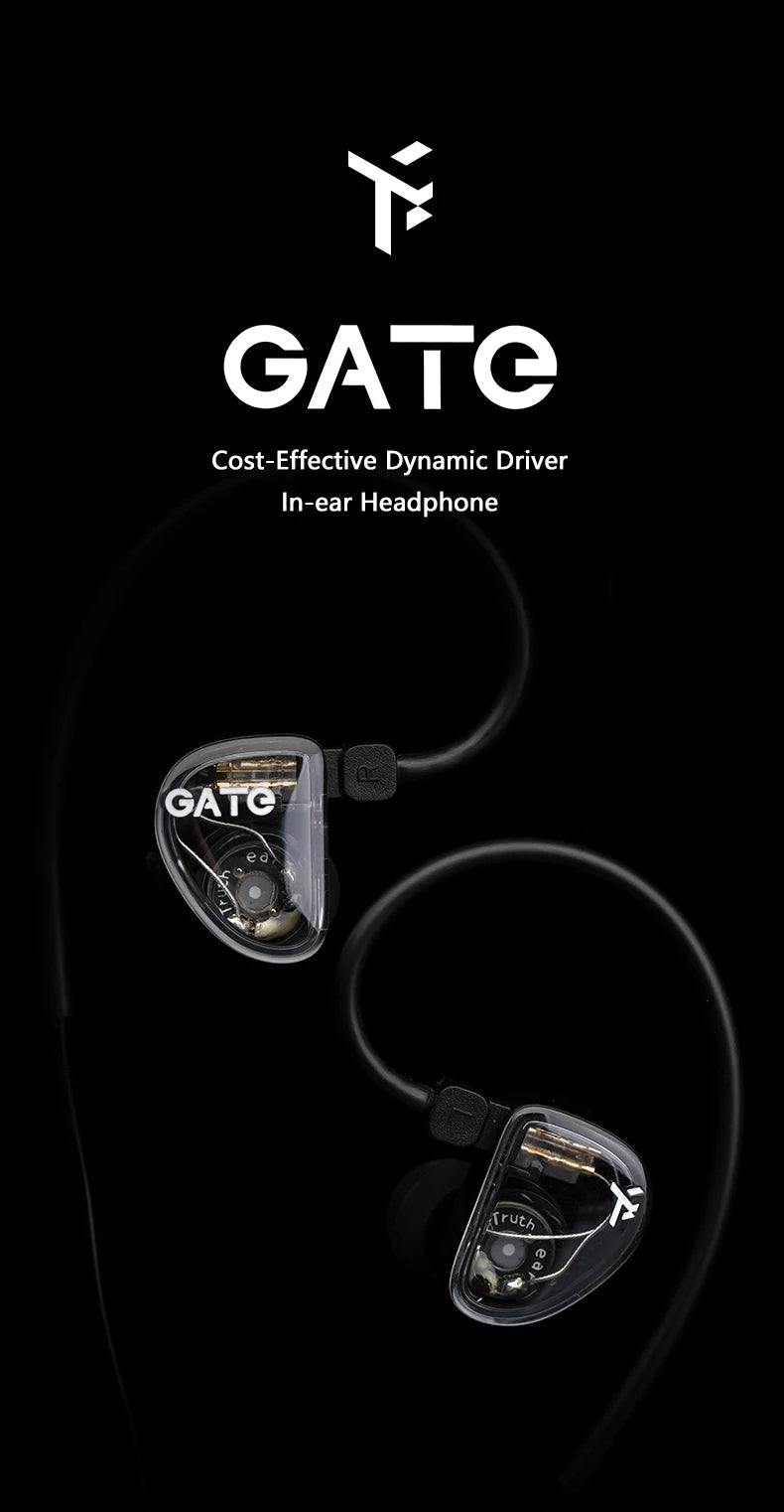 TRUTHEAR GATE Dynamic In-Ear Headphones Wired Earphones with 0.78 2-Pin Cable, HiFi Gaming Earbuds, High-Resolution Audio Monitor Earphones