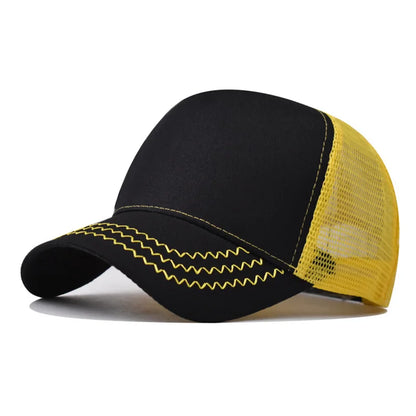 New 5 Pane Mesh Baseball Cap Adult Hip Hop Curved Snapback Hats Summer Sunshade Sun Hat Simple Trucker Cap Advertising