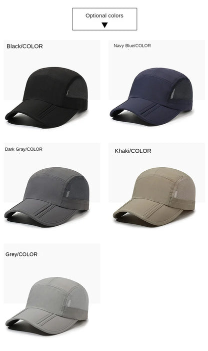 Men Women Quick Dry Baseball Cap Breathable UV Protection Mesh Sun Hat Adjustable Outdoor Sport Caps for Hiking Camping Fishing