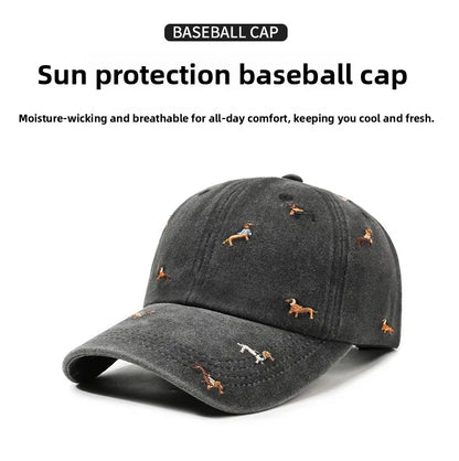 New puppy retro spring and autumn fashion washed Auteng soft top baseball cap, street worn new duckbill hat with embroidery