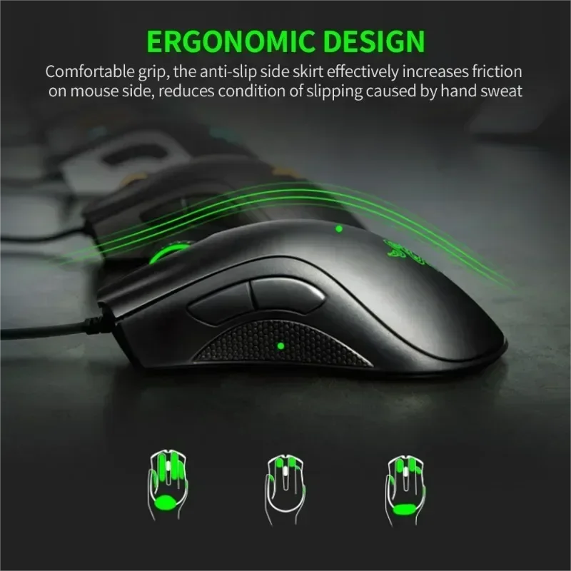 Original Razer DeathAdder Essential Wired Gaming Mouse 6400DPI Optical Sensor 5 Independent Buttons for Laptop PC Gamer
