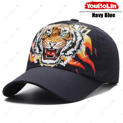Καπέλο μπέιζμπολ «Outdoor Tiger Face», καλοκαιρινό ύφασμα ταχείας ξήρανσης, σχεδιασμός με πλέγμα και διάτρητα, καπέλο αντηλιακής προστασίας με εθνοτικό μοτίβο