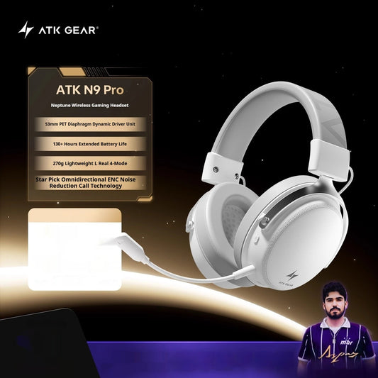 Nouveau casque de jeu sans fil ATK N9, écouteurs à quatre modes avec haut-parleur dynamique de 53 mm, son spatial 3D, casque audio Hi-Fi, cadeau.