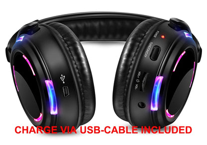 UHF RF Silent Disco Headphones Wireless DJ Headset System with 5 Headphones and 1 Transmitter, 500m Long Range Wireless Silent Party Headphones