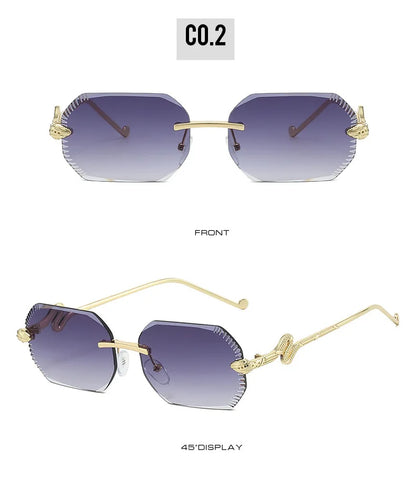 Fashion snake-shaped metal decorative sunglasses - unisex irregular frame, UV protection, sunshades