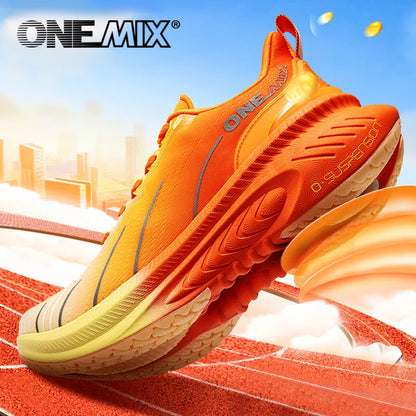 ONEMIX Νέα Παπούτσια Τρεξίματος με Αντικραδασμική Προστασία για Άνδρες, Κατάλληλα για Βαρείς Δρομείς, Δέσιμο με Κορδόνια, Αθλητικά Γυναικεία, Αντιολισθητικά Outdoor Sneakers για Άνδρες