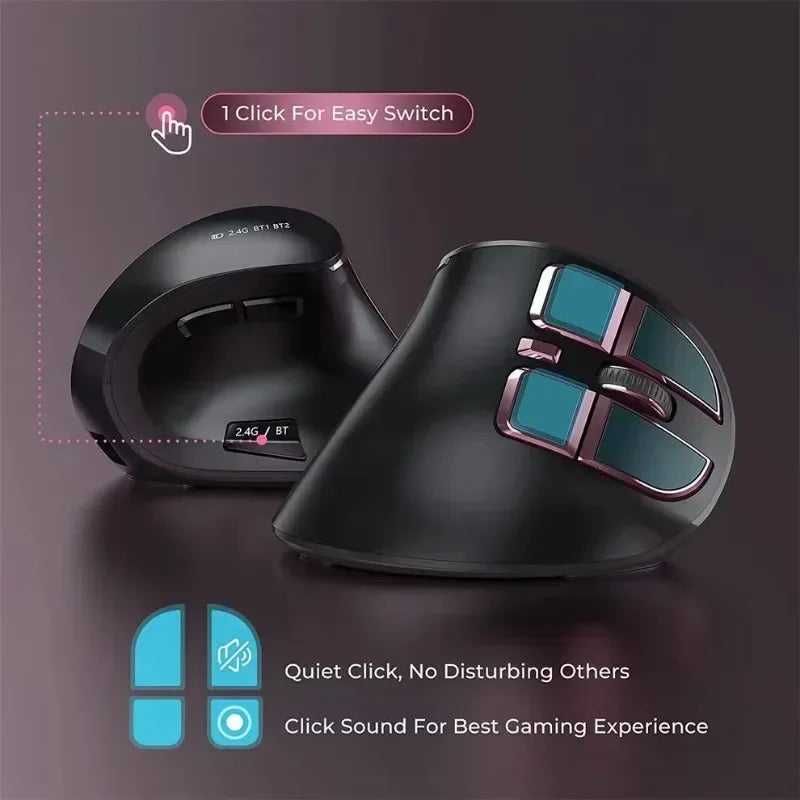 Original IHOYI Bluetooth Vertical Mouse Wireless USB2.4 the Third Mock Examination Charging Human Laptop Desktop Mouse Mute
