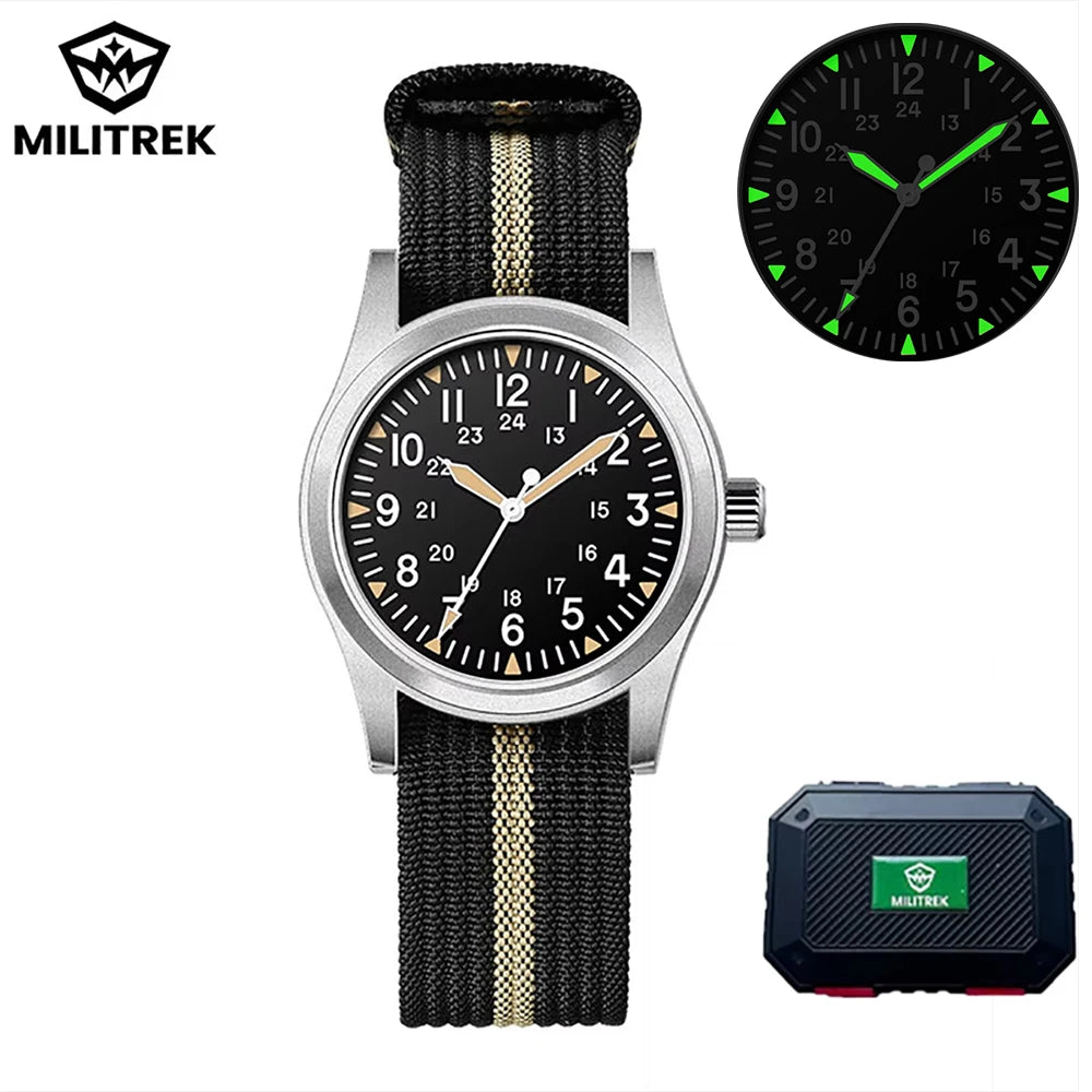 MILITREK 2026 New Military Retro Men's VH31 Quartz Watch 37mm Sapphire Stainless Steel 100m Waterproof C3 Luminous Watch for Men