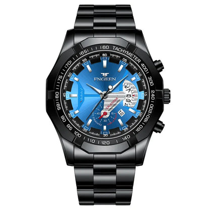 Montre-bracelet pour homme, style militaire, décontracté ou sportif, à quartz, de marque prestigieuse, en acier intégral, étanche