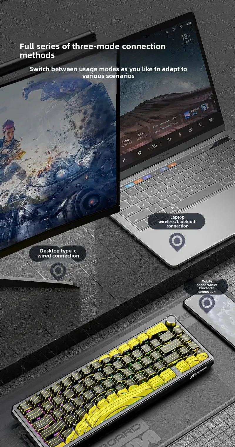 Tastiera gaming wireless Attack Shark X65 PRO HE con switch magnetici, 8K RT 0.001mm, incisione laterale, Bluetooth, per Windows, Mac e PC