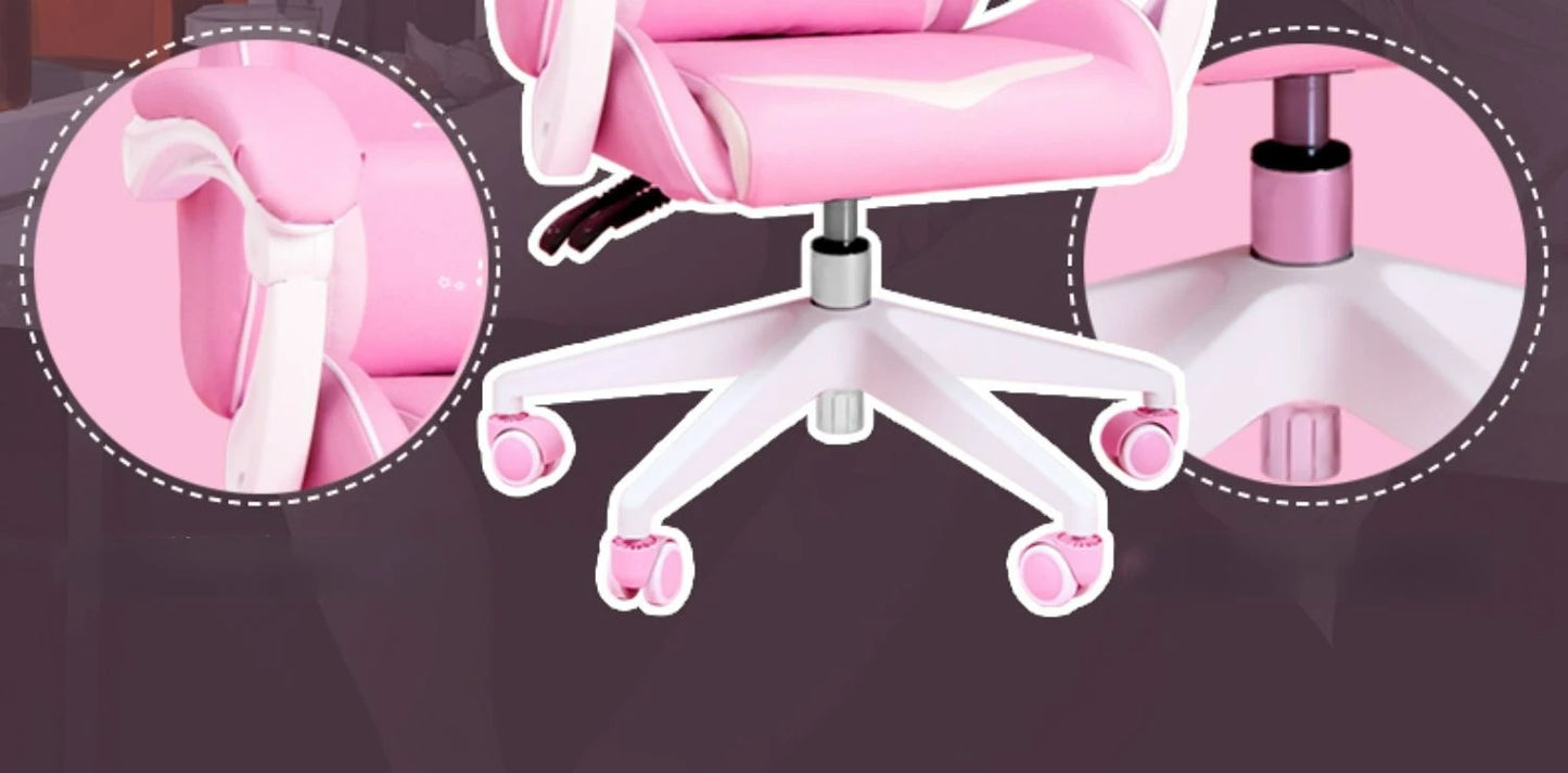 Pink Gaming Chair High-Quality Girls Cartoon Home Live Gamer Chair Comfortable Swivel Chair Adjustable Office Computer Chair