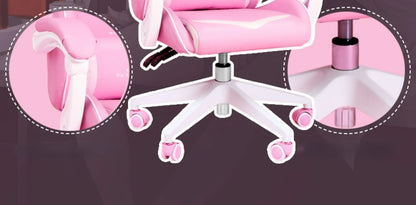 Pink Gaming Chair High-Quality Girls Cartoon Home Live Gamer Chair Comfortable Swivel Chair Adjustable Office Computer Chair