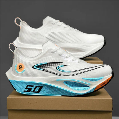 Baskets de sport pour homme FourSeasons, chaussures de course CarbonPlate, chaussures de marathon respirantes et confortables, chaussures d'entraînement d'athlétisme, marche