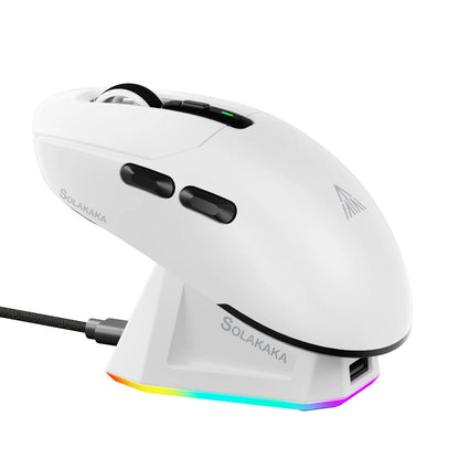 Mouse gaming wireless SOLAKAKA SM820 tri-mode, dock magnetic reîncărcabil, RGB, PAW3311, 24000DPI, macro, ultra-ușor