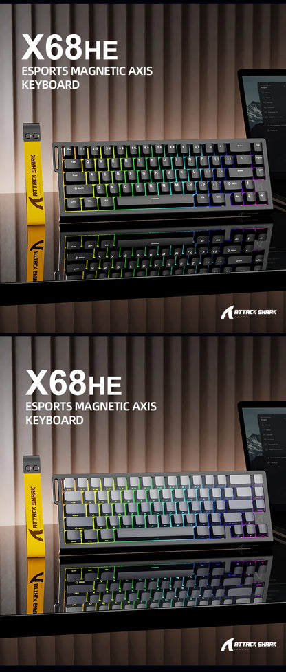 ATTACK SHARK X68 HE Rapid Trigger Magnetic Keyboard 8KHz Wired Gaming Keyboard, 60% RGB Hall Effect Keyboard with 0.01mm RT Accuracy, Snap Tap & DKS for PC/Mac