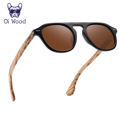 Oi Wood Brand Classic Sunglasses For Mem Women Polarized UV400 Protection Eyewear Wooden Black Glasses Zebra Wood