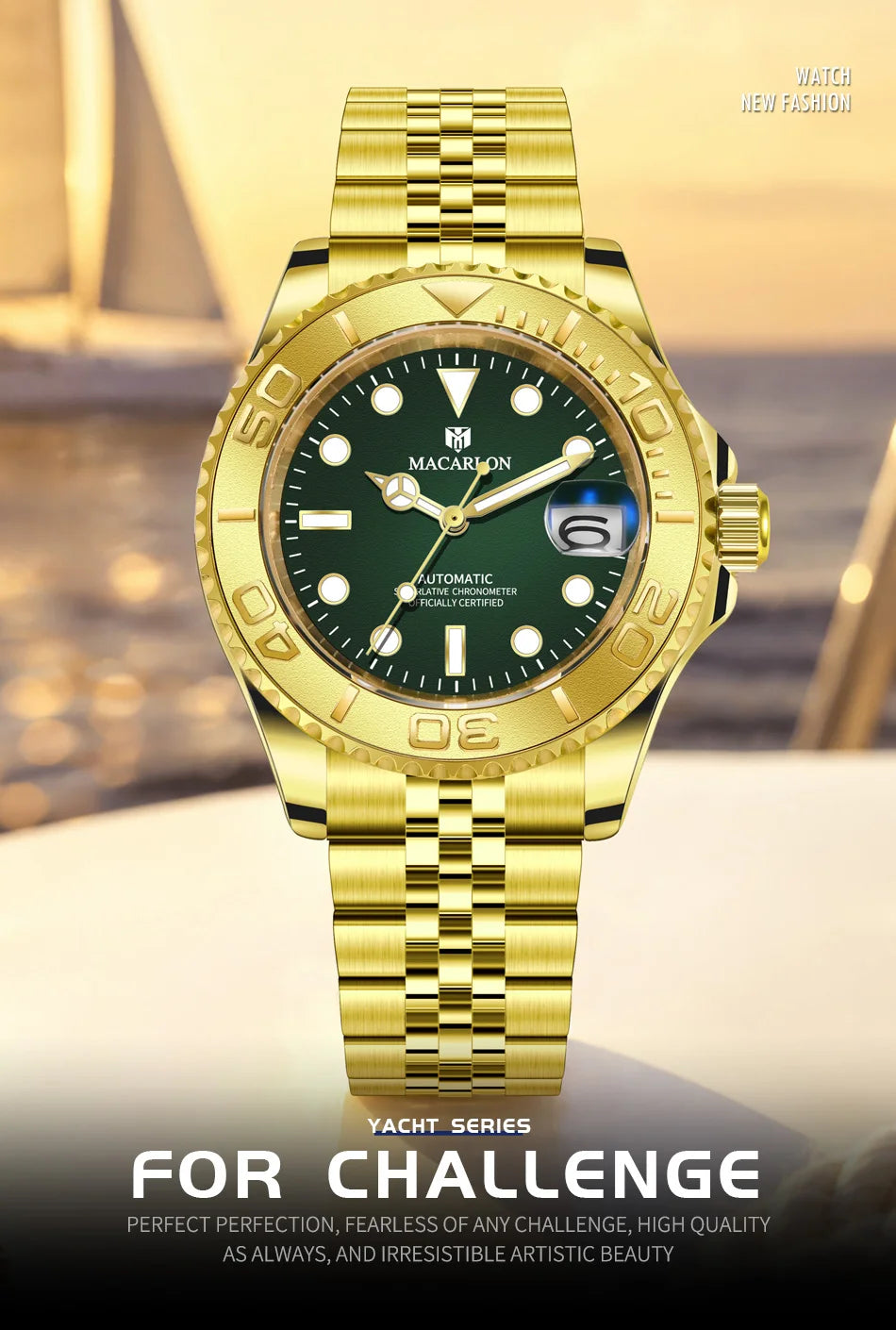 2026 MACARLON Design New Yacht series Mechanical Watch Men Carbon fiber ring mouth sapphire Stainless steel Waterproof Watch TOP