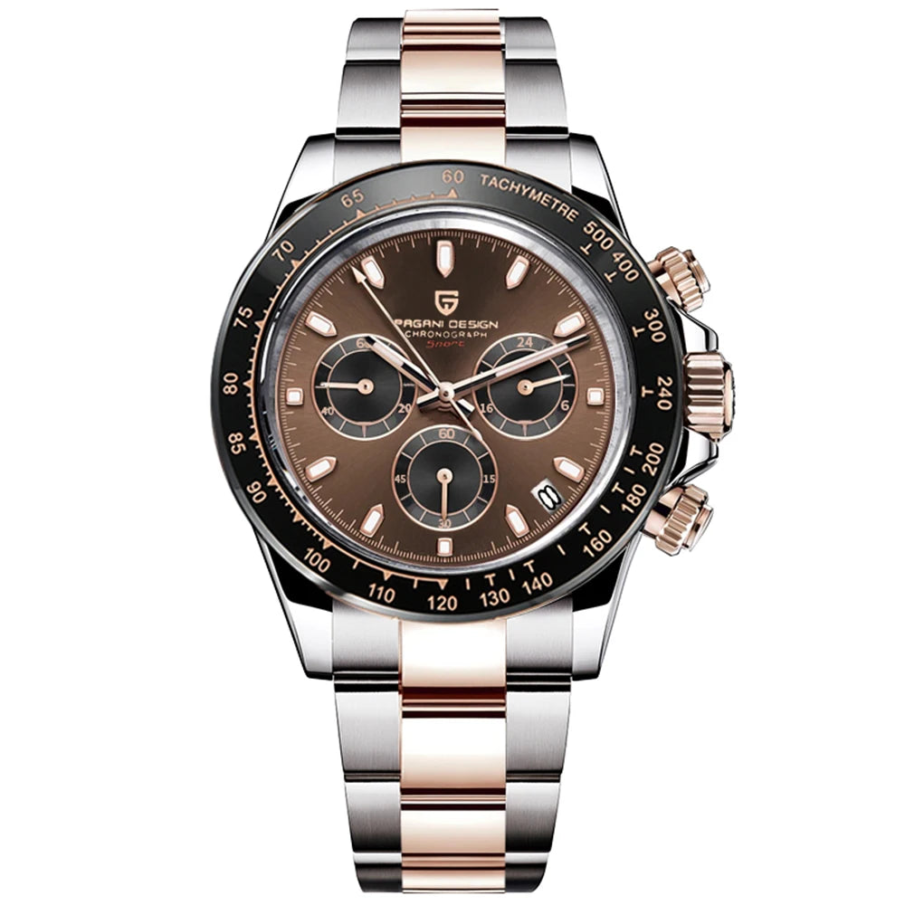 Montre pour homme PAGANI DESIGN – Modèle à cadrans colorés, montre-bracelet à quartz de luxe, chronographe équipé d'un mouvement