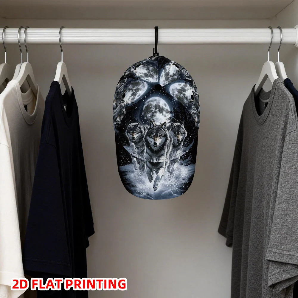 Casquette de baseball classique ornée d’un imprimé plat en 2D représentant des loups sous la pleine lune – casquette légère et ajustable à visière en bec de canard