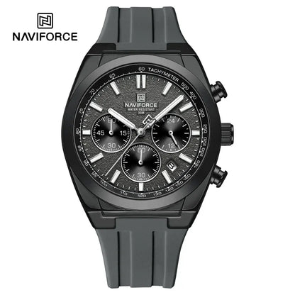 Pánské náramkové hodinky NAVIFORCE – luxusní a sportovní styl, quartzový strojek, 24hodinový displej, okénko s datem, chronograf, vodotěsné – tip na dárek pro muže