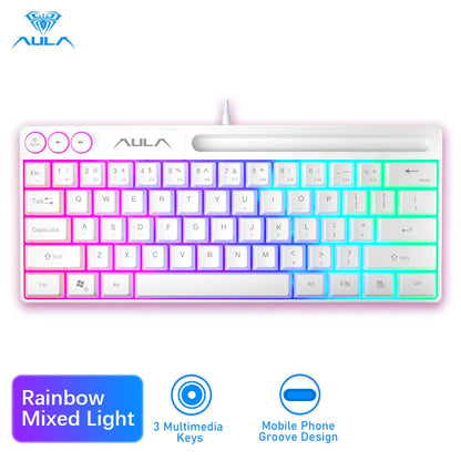 AULA F3061 Wired RGB Gaming Keyboard Membrane Keyboard 60% Gamer PC Keyboard USB Cute Keyboard