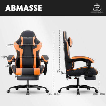 Gaming Chair Ergonomic Gaming Chair with Lumbar Support, Breathable PU Leather Office Chair, Comfortable Computer Chair