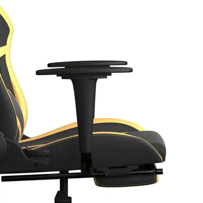 Gaming Chair with Footrest Black and Gold 67X64X116-127 cm in Imitation Leather, Reclining 360 Swivel Chair Can Carry 110 kg