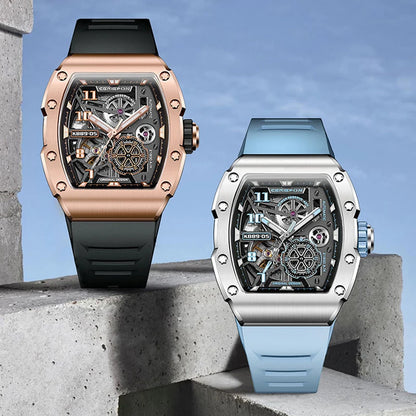 Custom Men's Watch Luxury Automatic Watches for Men High-end Hollow Rose gold Stainless Steel Mechanical Wrist Watch Reloj Clock