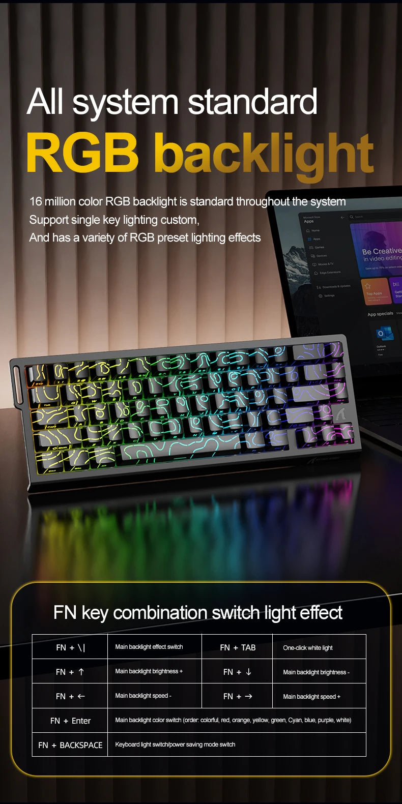 ATTACK SHARK X68 HE Rapid Trigger Magnetic Keyboard 8KHz Wired Gaming Keyboard, 60% RGB Hall Effect Keyboard with 0.01mm RT Accuracy, Snap Tap & DKS for PC/Mac