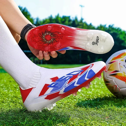 Nouvelles chaussures de football pour hommes, crampons mi-montants de haute qualité, légères, antidérapantes, pour l'extérieur et l'entraînement sur gazon, modèle très vendu