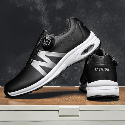Golf Shoes Air Cushion Men Sports Running Driving Shoes Breathable Lightweight Comfortable Athletic Nonskid Rotating Sneakers