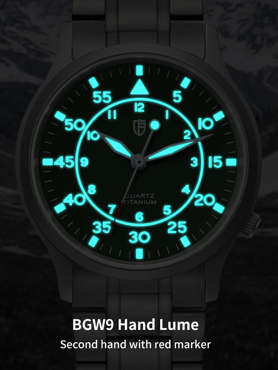 BERNY Titanium herenhorloge met kwartsmechanisme, AR-coating, saffierglas, modieus polshorloge, lichtgevend, VH31, ultradun polshorloge, waterdicht tot 5 ATM