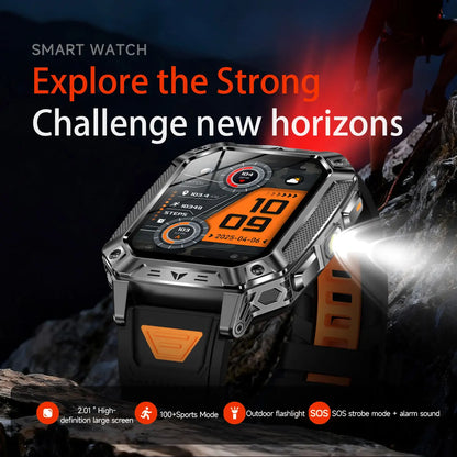 2026 TANK New 1400mAh Military GPS Smart Watch Men 2.01" AMOLED Screen 10ATM Waterproof Clock SOS Call Flashlight Smartwatch iOS