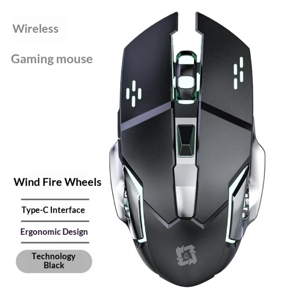 Wireless Mouse Silent Rechargeable Type-C Bluetooth 2.4G Dual Mode Ergonomic RGB Light for Laptop PC Office Home Gaming Daily Work