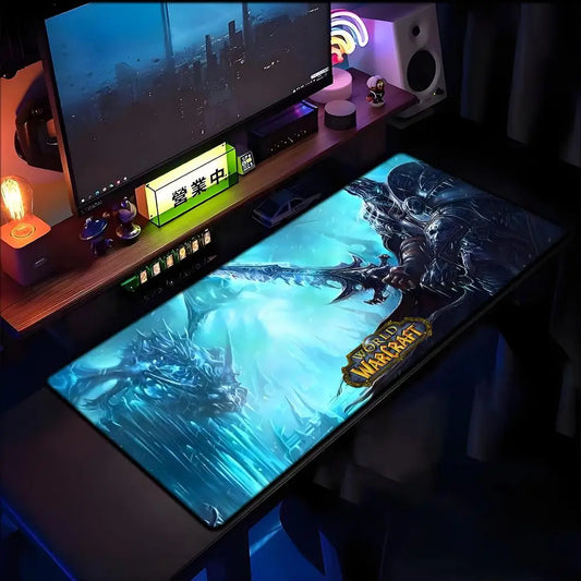 Подложка за мишка World of Warcraft Lich King за PC, HD аниме гейминг аксесоари, подложка за клавиатура и мишка за лаптоп, XXL, бюро, геймърски шкаф, подложка за мишка