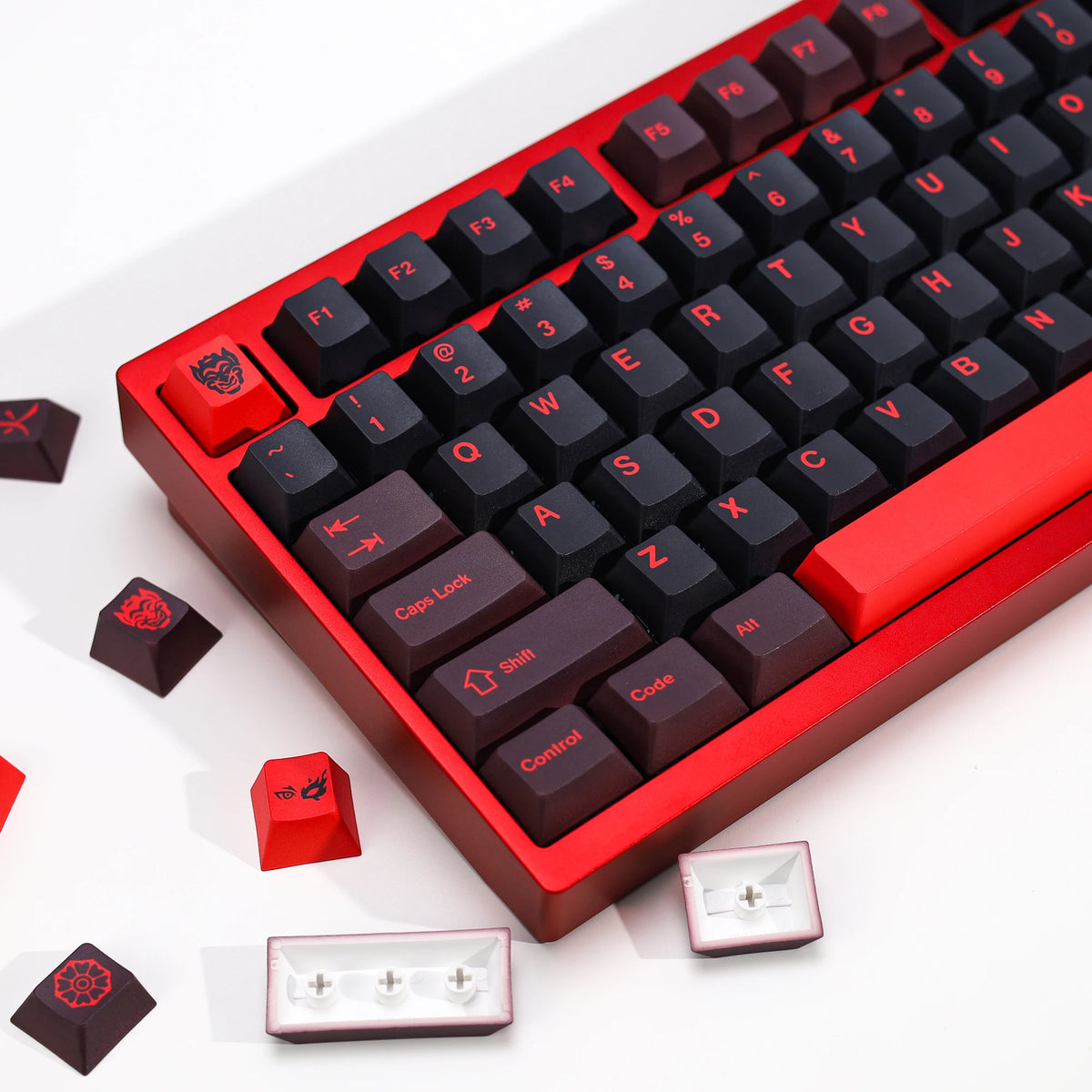 KBDiy GMK Red Dragon Keycaps PBT 143 Keys Set Retro Alice ISO Cherry Profile KeyCap For Custom DIY 60 Mechanical Keyboard Gaming