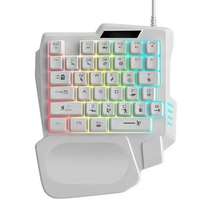 USB Single Hand Keyboard Luminous Ultra-slim One Handed Keyboard 3 Color Backlight 35 Keys Gaming Mechanical Keyboard Laptop